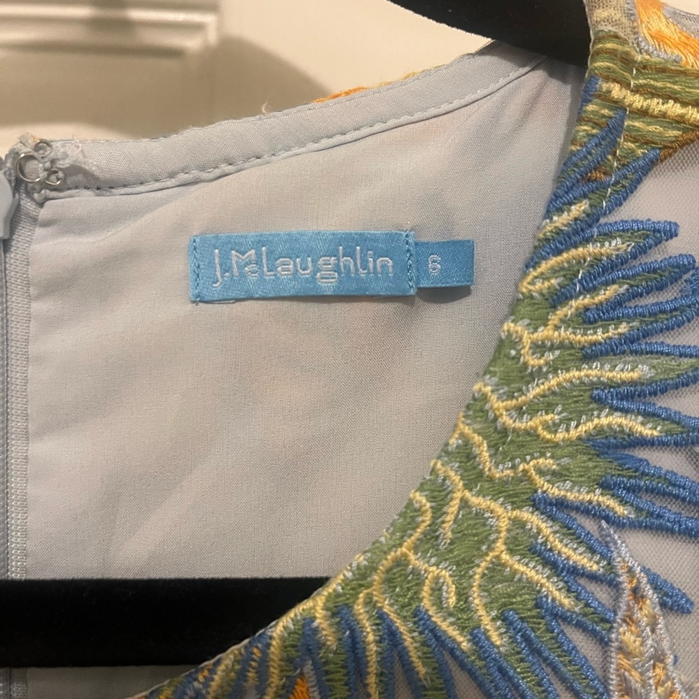 J. McLaughlin Blue and Yellow Tropical Print Dress - Picture 3 of 6
